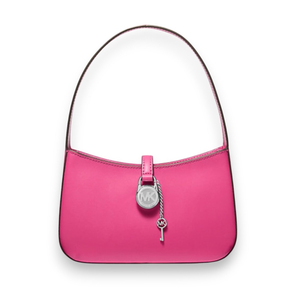 Michael Kors Lyra Small Leather Pink Leather Logo Shoulder Handbag Purse Pochett